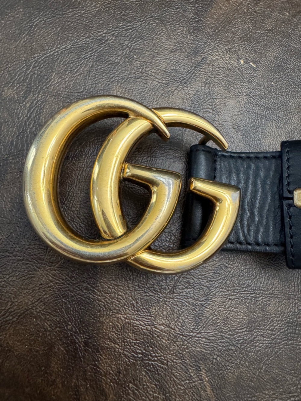 Gucci Black Leather Belt with Gold Double G Buckle with COA - Picture 4 of 5